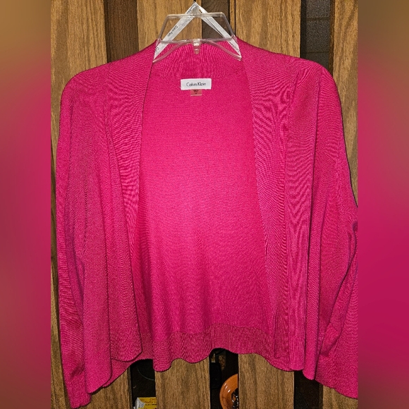 Calvin Klein Sweaters - Calvin Klein Sz 1x Pink Cropped Open Front Cardigan